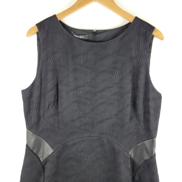 New Lafayette 148 Faux Leather Ribbed Wave Textured Sleeveless Sheath Dress - Picture 2 of 10